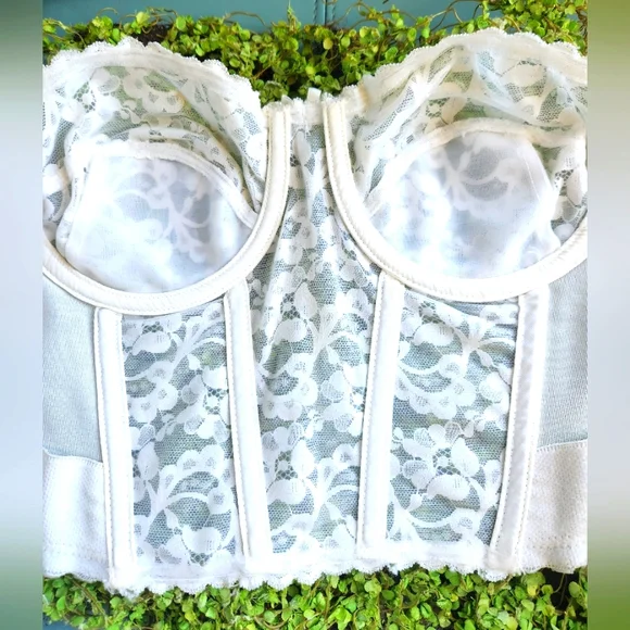 Vtg SUBTRACT Strapless Push Up Boned Low Back White Lace Corset Bustier 34B EUVC - Picture 11 of 16
